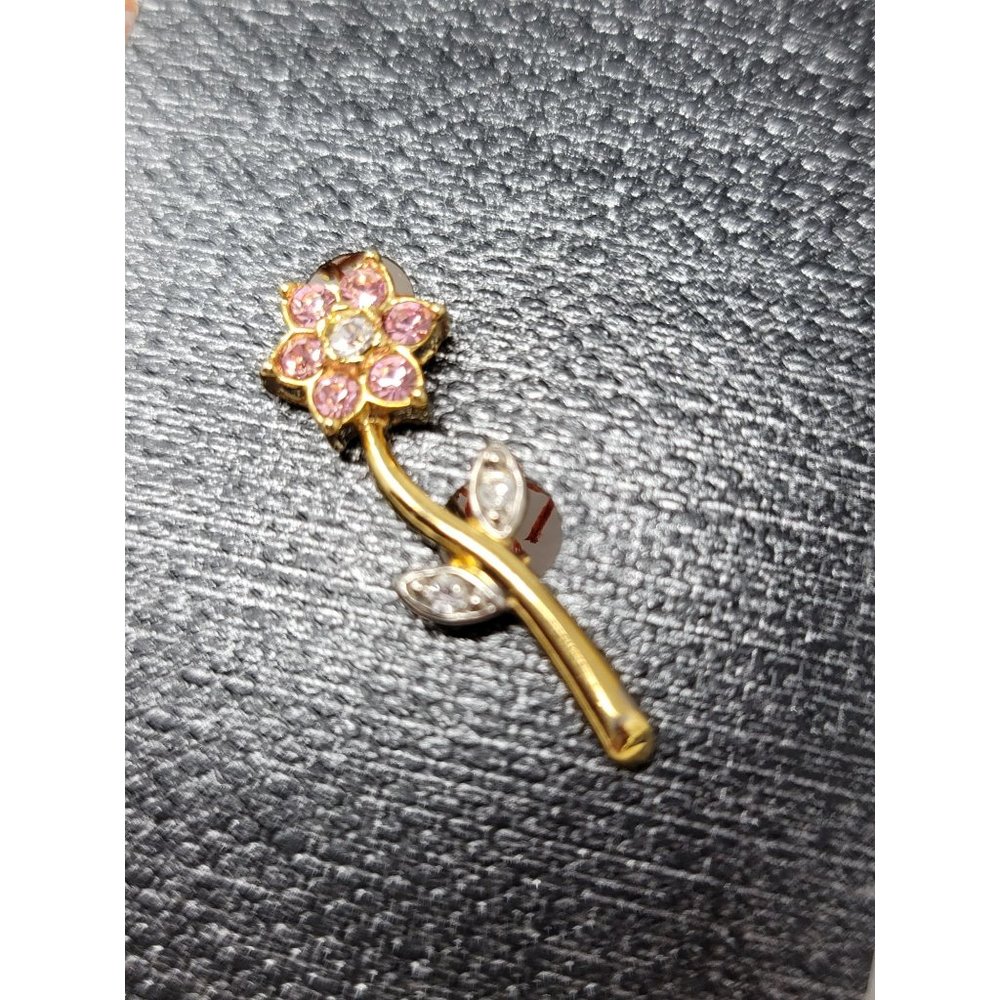 Sweet Little Pink Rhinestone Flower Pin